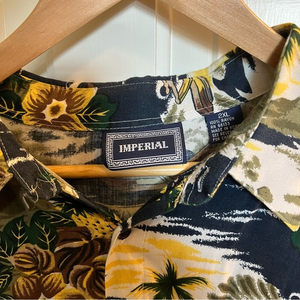 Imperial Sz 2XL Mens Hawaiian Shirt Button‎ Down Short Sleeve Pocket Multi Color
